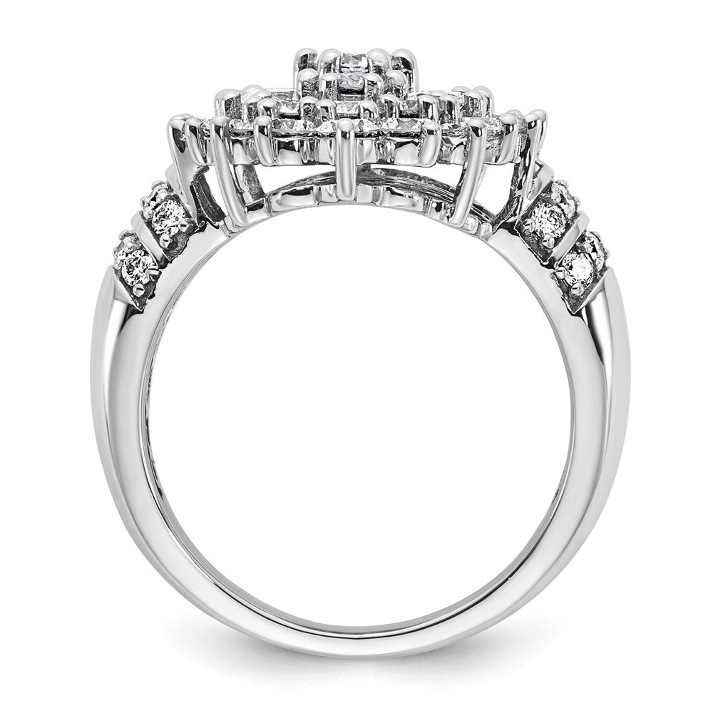14K White Gold 2 5/8 Carat Lab Grown Diamond Vs/Si+ G+ Complete Cluster Fashion Ring