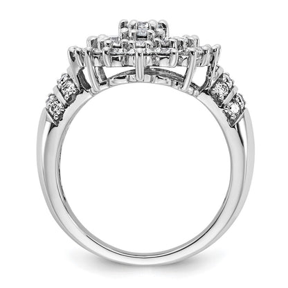 14K White Gold 2 5/8 Carat Lab Grown Diamond Vs/Si+ G+ Complete Cluster Fashion Ring
