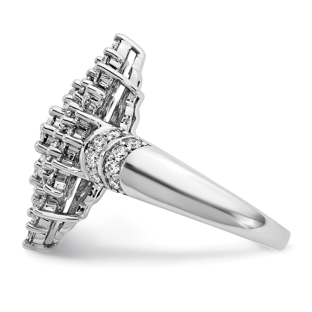 14K White Gold 2 5/8 Carat Lab Grown Diamond Vs/Si+ G+ Complete Cluster Fashion Ring