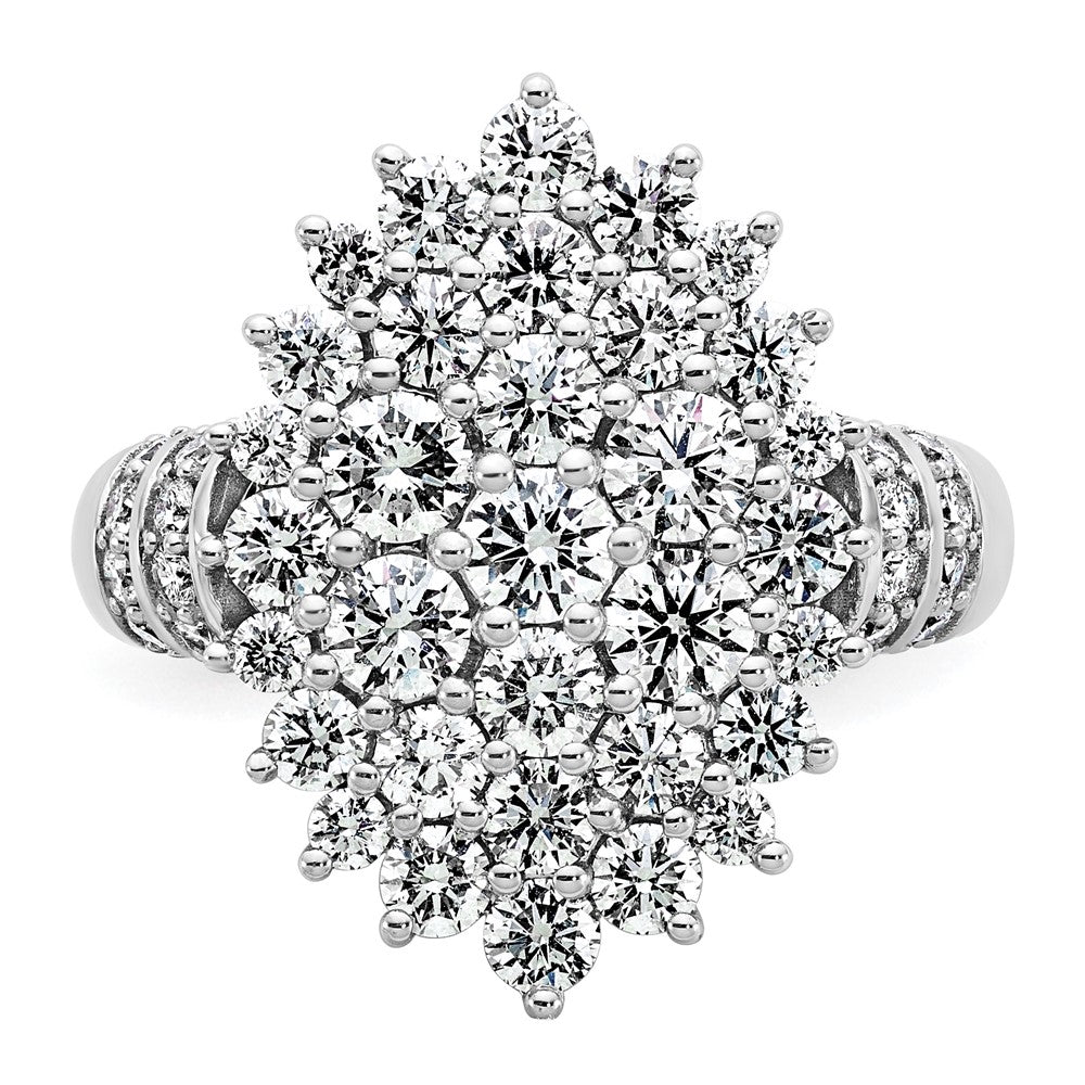 14K White Gold 2 5/8 Carat Lab Grown Diamond Vs/Si+ G+ Complete Cluster Fashion Ring