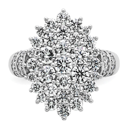14K White Gold 2 5/8 Carat Lab Grown Diamond Vs/Si+ G+ Complete Cluster Fashion Ring