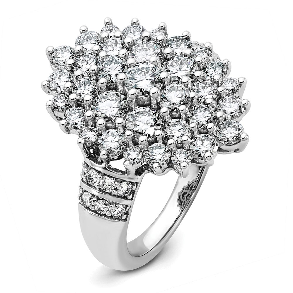 14K White Gold 2 5/8 Carat Lab Grown Diamond Vs/Si+ G+ Complete Cluster Fashion Ring