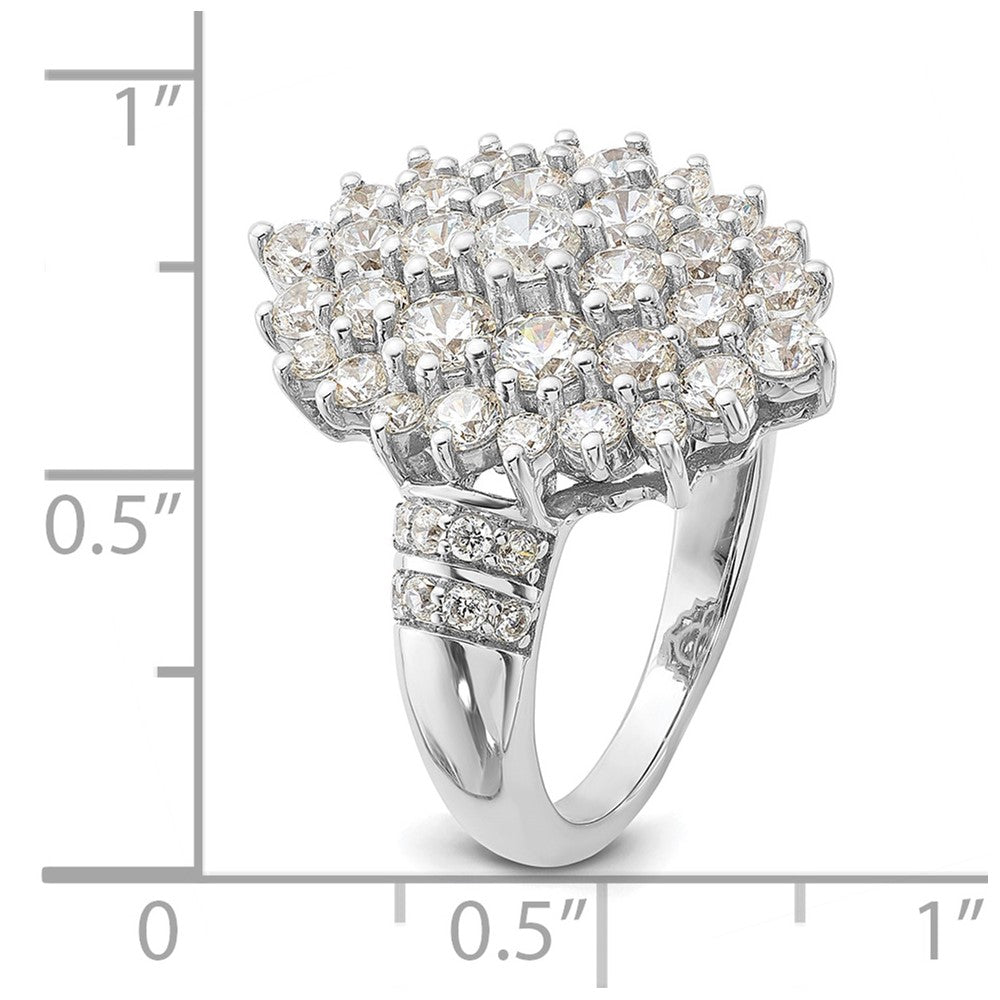 14K White Gold 2 5/8 Carat Lab Grown Diamond Vs/Si+ G+ Complete Cluster Fashion Ring