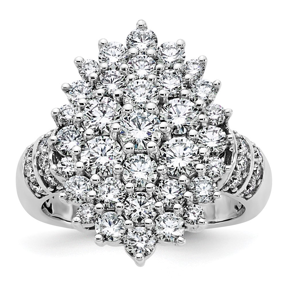 14K White Gold 2 5/8 Carat Lab Grown Diamond Vs/Si+ G+ Complete Cluster Fashion Ring