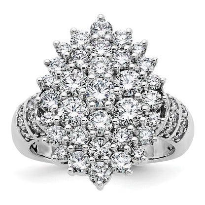 14K White Gold 2 5/8 Carat Lab Grown Diamond Vs/Si+ G+ Complete Cluster Fashion Ring