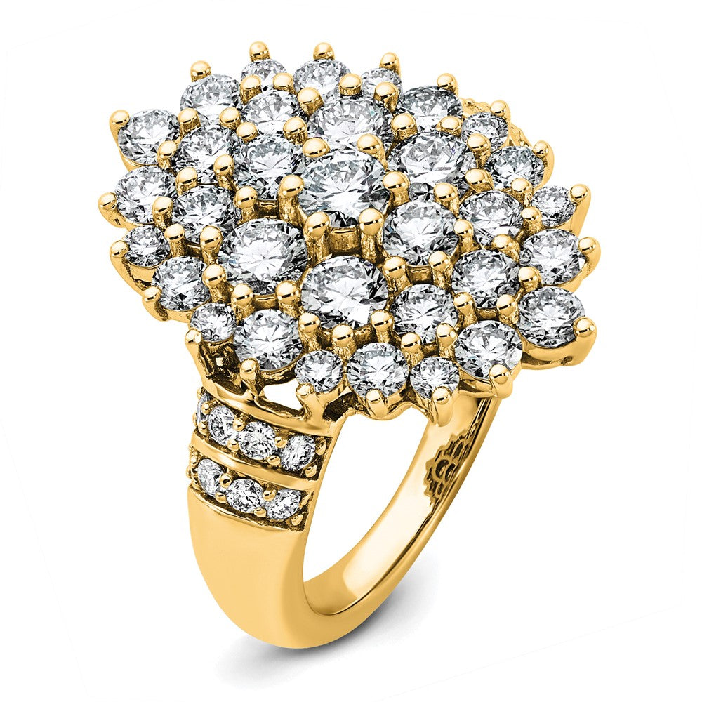 14K Yellow Gold 2 5/8 carat Lab Grown Diamond VS/SI+ G+ Complete Cluster Fashion Ring