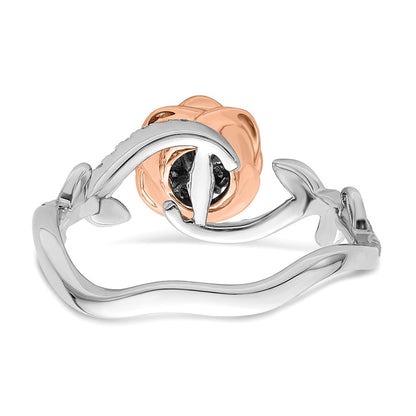 14K Two Tone Rose And White Gold 1/4 Carat Lab Grown Diamond Vs/Si+ G+ Complete Flower Ring