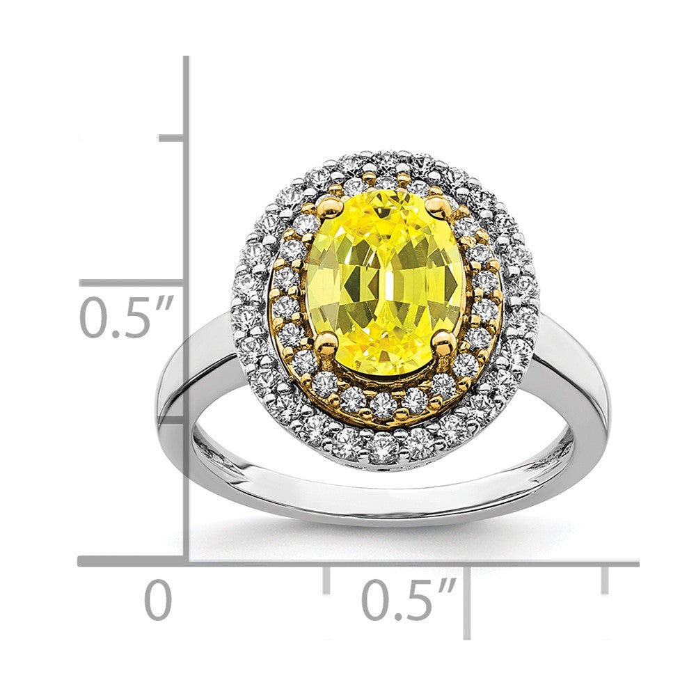 14K Two-Tone Lab Grown VS/SI+ G+ Diamond & Created Yellow Sapphire Ring