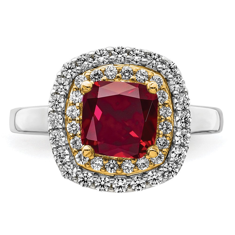 14k Two-Tone 1/2 Ct. Lab Grown Diamond VS/SI+ G+ and Lab Created Ruby Fashion Ring