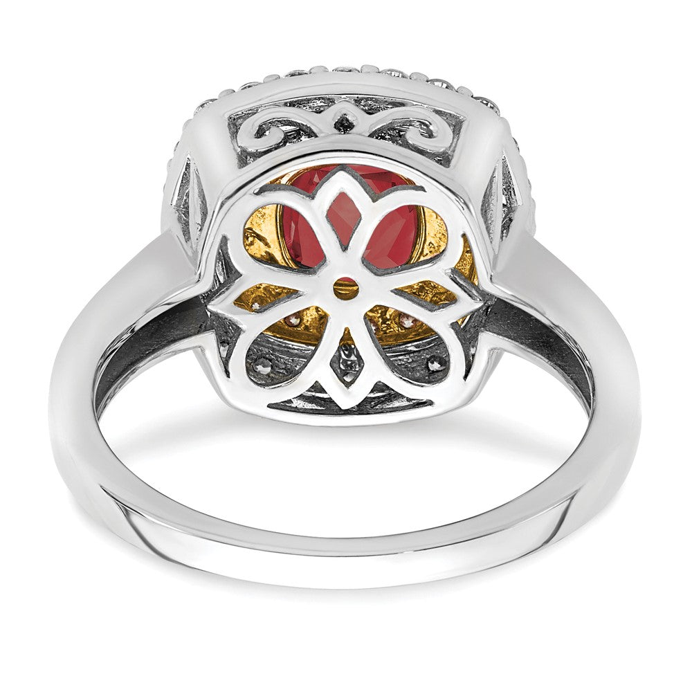 14k Two-Tone 1/2 Ct. Lab Grown Diamond VS/SI+ G+ and Lab Created Ruby Fashion Ring