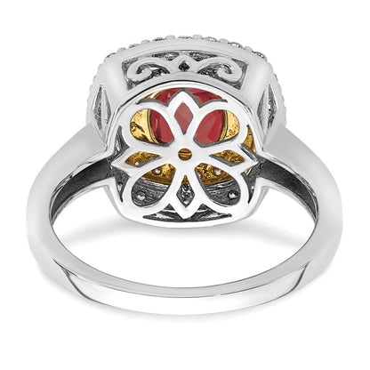 14k Two-Tone 1/2 Ct. Lab Grown Diamond VS/SI+ G+ and Lab Created Ruby Fashion Ring