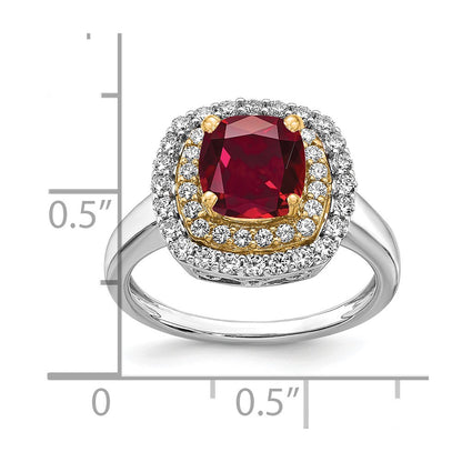 14k Two-Tone 1/2 Ct. Lab Grown Diamond VS/SI+ G+ and Lab Created Ruby Fashion Ring