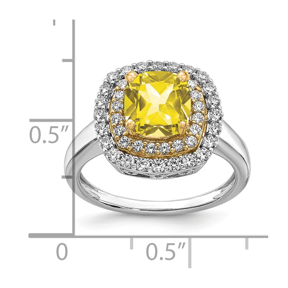 14k Two-Tone 1/2 Ct. Lab Grown Diamond VS/SI+ G+ and Lab Created Yellow Sapphire Fashion Ring