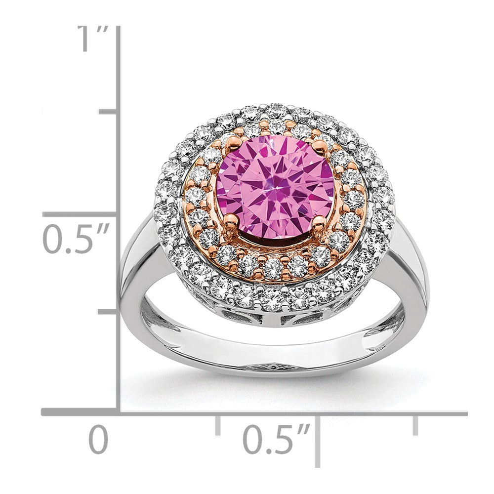 14K White/Rose Gold Two-Tone Rose and White 5/8 Ct. Lab Grown Diamond VS/SI+ G+ and Lab Created Pink Sapphire Fashion Ring