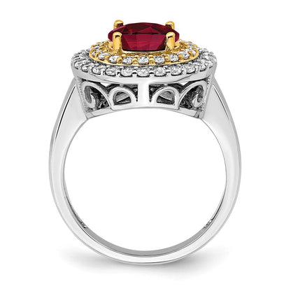 14k Two-Tone Lab Grown VS/SI FGH Diamond & Created Ruby Ring