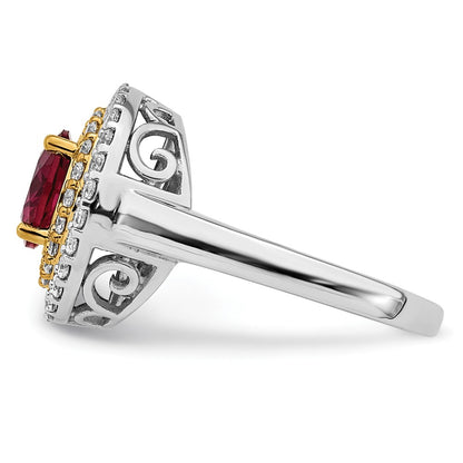 14k Two-Tone Lab Grown VS/SI FGH Diamond & Created Ruby Ring