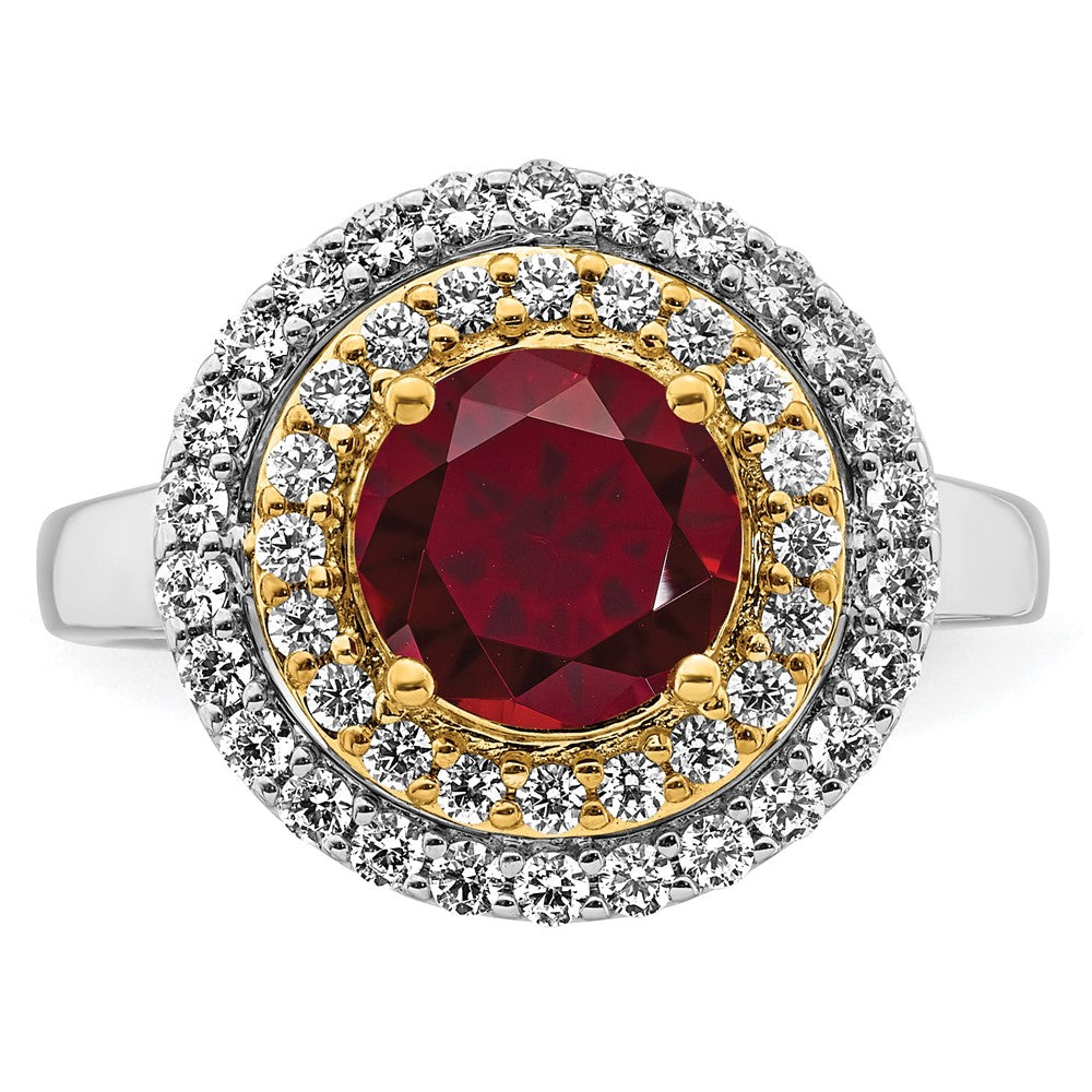 14k Two-Tone Lab Grown VS/SI FGH Diamond & Created Ruby Ring