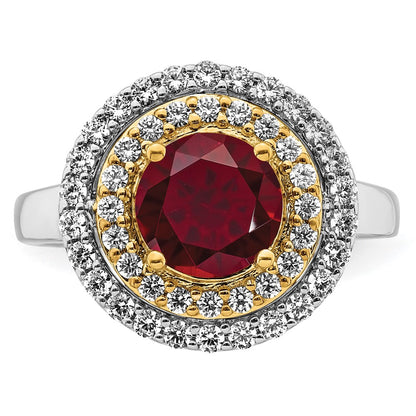 14k Two-Tone Lab Grown VS/SI FGH Diamond & Created Ruby Ring