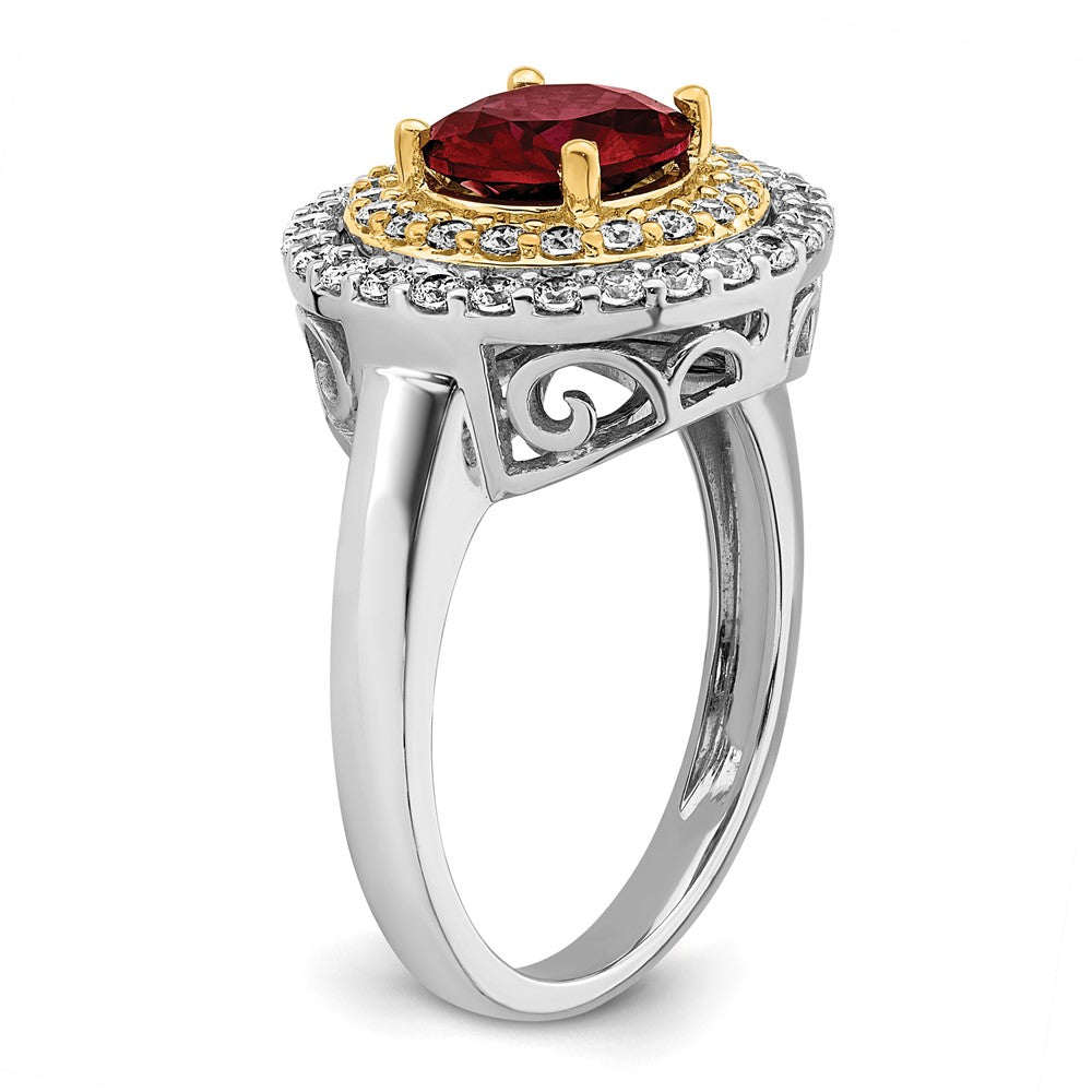 14k Two-Tone Lab Grown VS/SI FGH Diamond & Created Ruby Ring