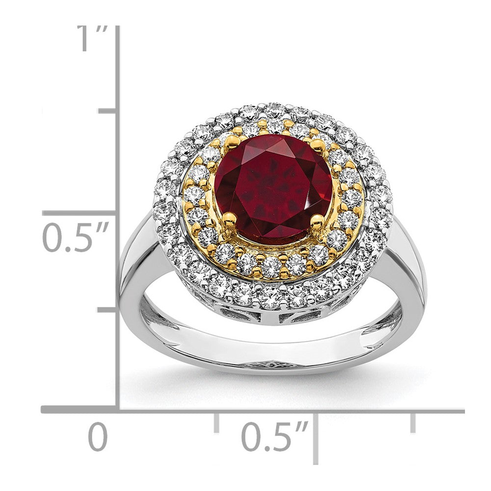 14k Two-Tone Lab Grown VS/SI FGH Diamond & Created Ruby Ring