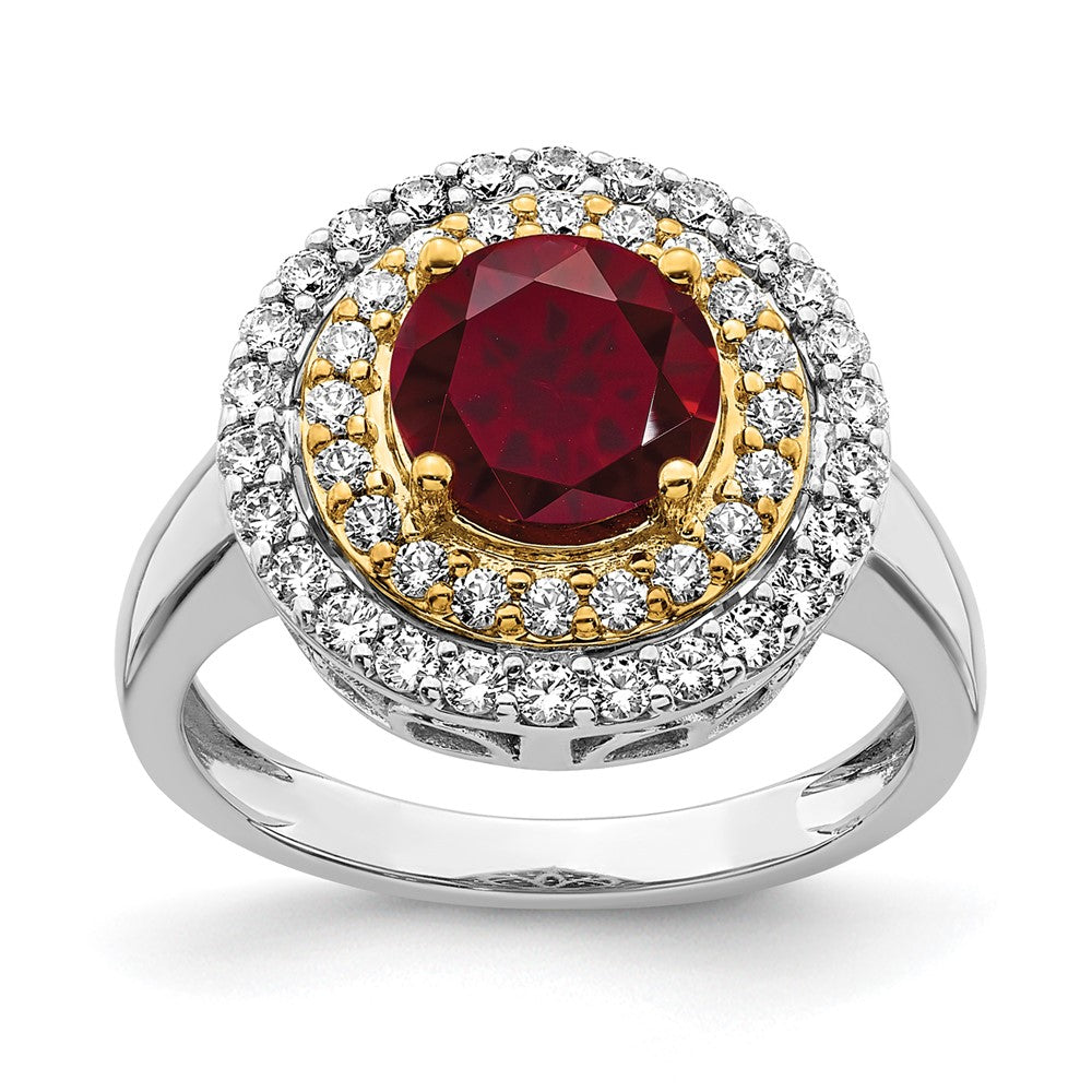 14k Two-Tone Lab Grown VS/SI FGH Diamond & Created Ruby Ring