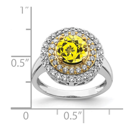 14K Two-Tone Lab Grown VS/SI+ G+ Diamond & Created Yellow Sapphire Ring