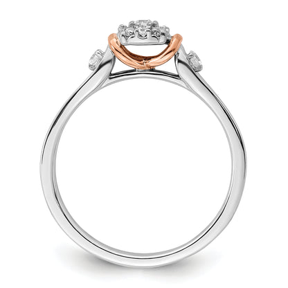 14k Two-tone Two Tone Rose and White Gold 1/6 Ct. Lab Grown Diamond VS/SI+ G+ Petite Engagement Ring