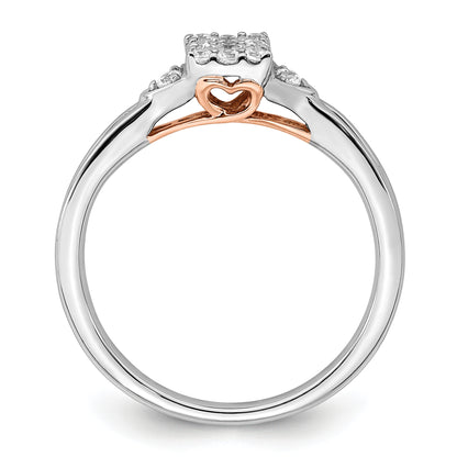 14K Two-Tone Lab Grown Diamond VS/SI+ G+ Heart Cluster Ring