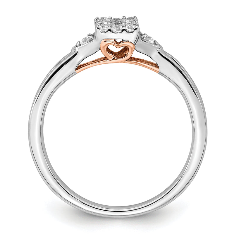 14K Two-Tone Lab Grown Diamond VS/SI+ G+ Heart Cluster Ring
