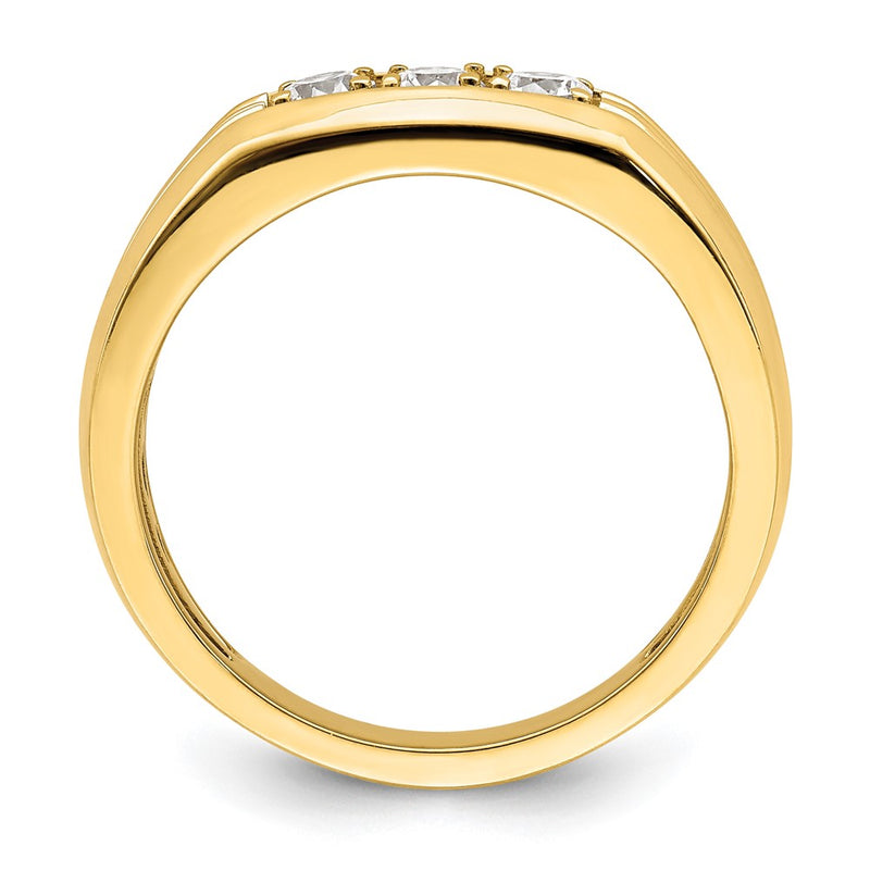 14K Yellow Gold 3 Stone 1/2 Carat Diamond Complete Men'S Ring