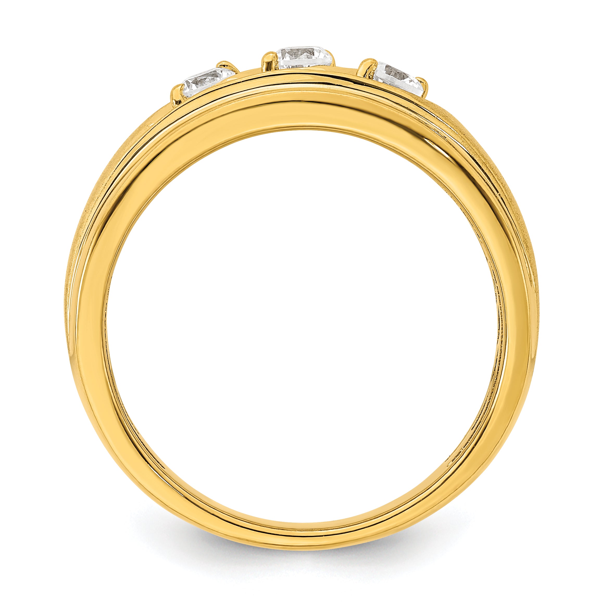 14K Yellow Gold 3 Stone 3/8 Carat Diamond Complete Men'S Ring