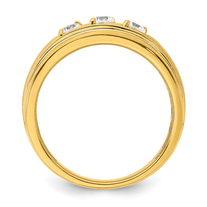 14K Yellow Gold 3 Stone 3/8 Carat Diamond Complete Men'S Ring