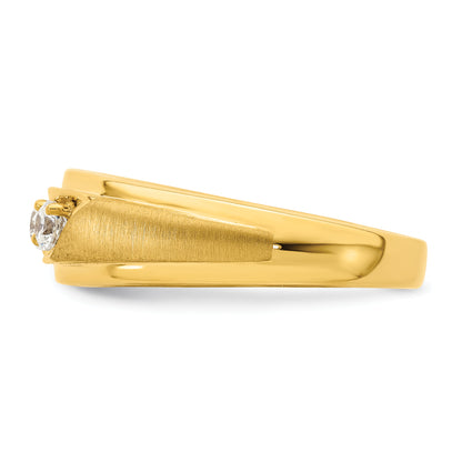 14K Yellow Gold 3 Stone 3/8 Carat Diamond Complete Men'S Ring