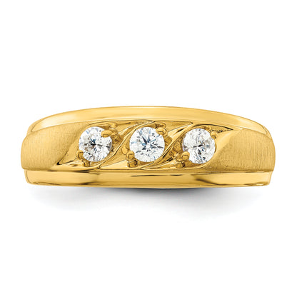 14K Yellow Gold 3 Stone 3/8 Carat Diamond Complete Men'S Ring