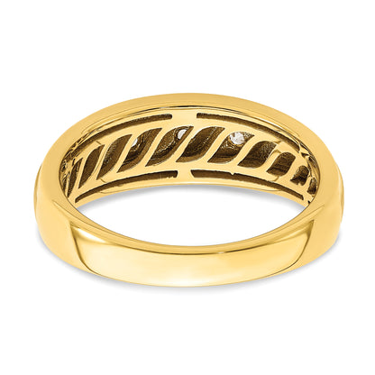 14K Yellow Gold 3 Stone 3/8 Carat Diamond Complete Men'S Ring