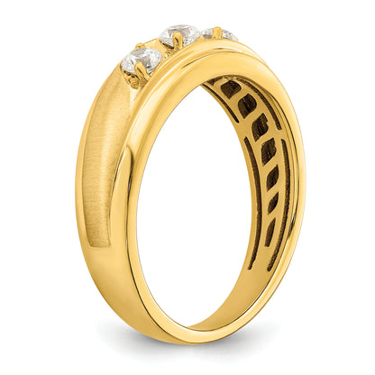 14K Yellow Gold 3 Stone 3/8 Carat Diamond Complete Men'S Ring