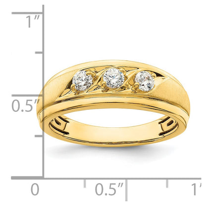 14K Yellow Gold 3 Stone 3/8 Carat Diamond Complete Men'S Ring