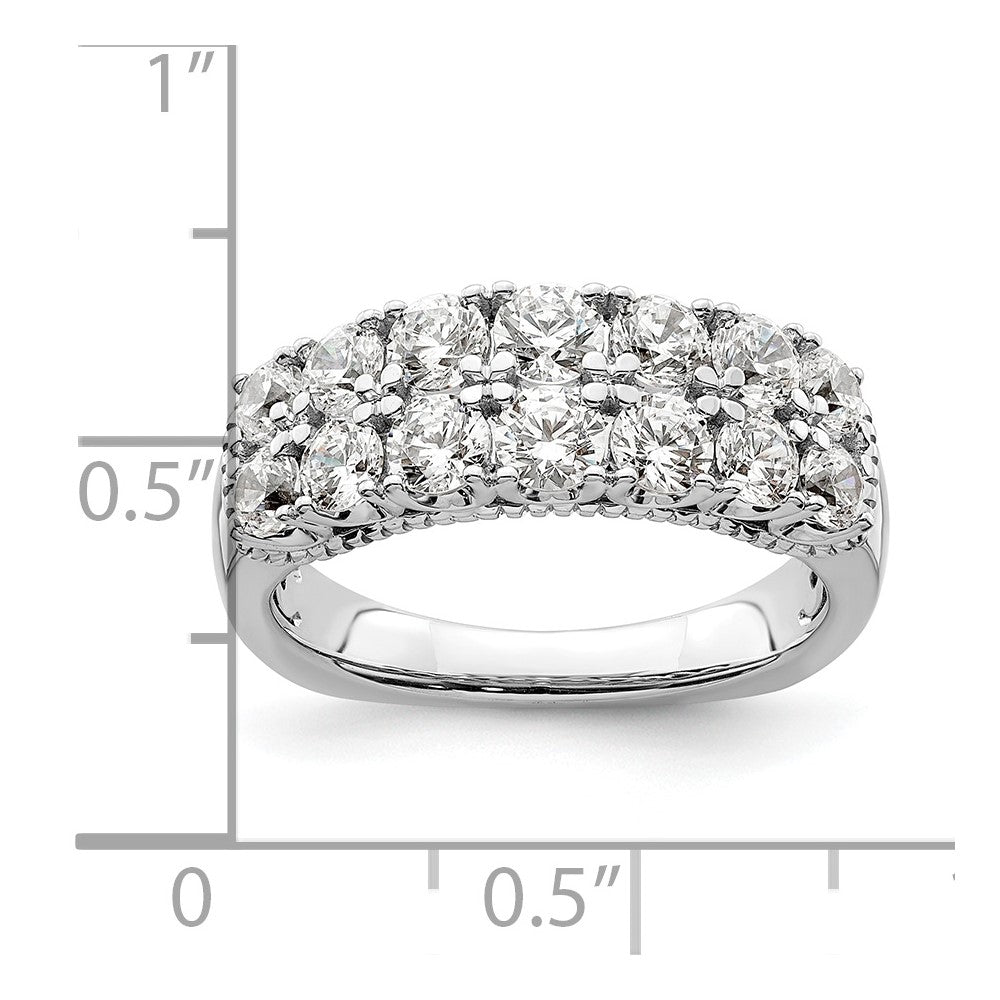 14k White Gold 1 5/8 Ct. Lab Grown Diamond VS/SI+ G+ Double Row Fashion Band Ring