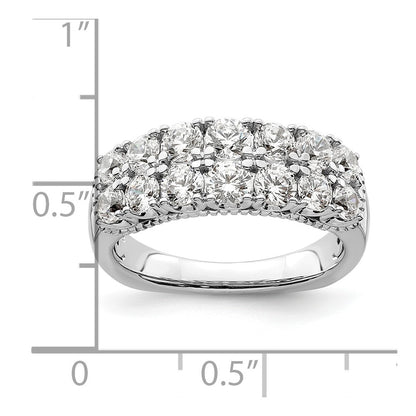 14k White Gold 1 5/8 Ct. Lab Grown Diamond VS/SI+ G+ Double Row Fashion Band Ring