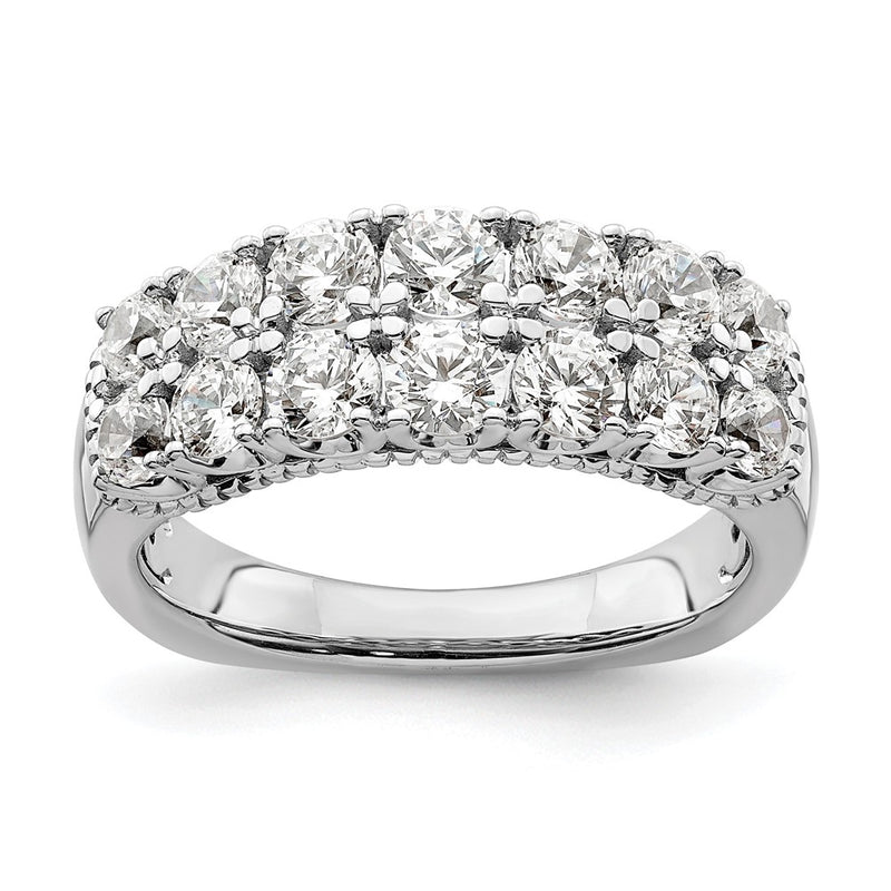 14k White Gold 1 5/8 Ct. Lab Grown Diamond VS/SI+ G+ Double Row Fashion Band Ring