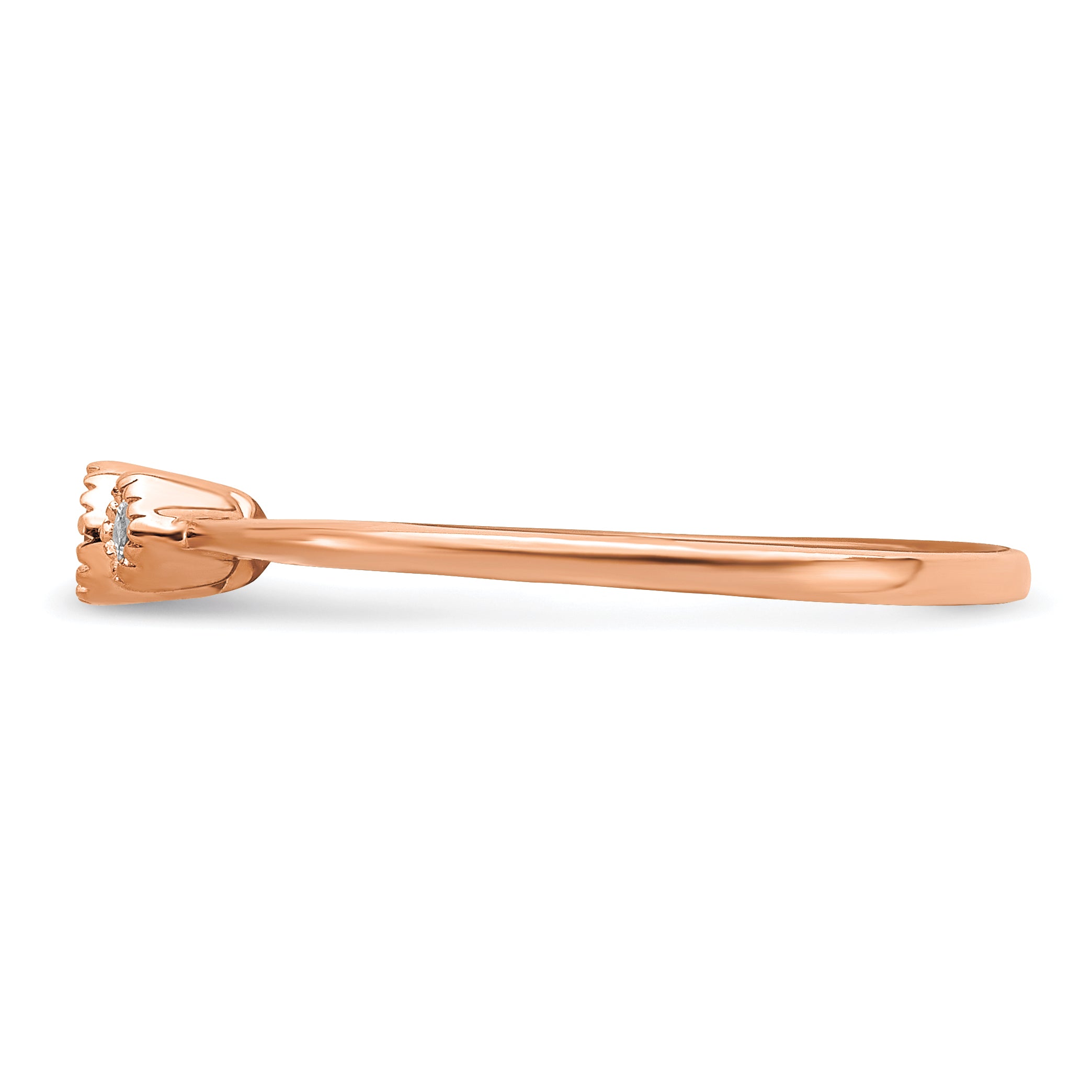 14K Rose Gold Beaded Edge Petite 3 Stone 1/10 Carat Round/Princess Diamond Complete Promise/Engagement Ring