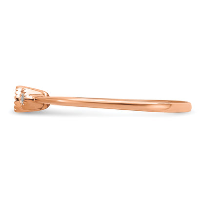 14K Rose Gold Beaded Edge Petite 3 Stone 1/10 Carat Round/Princess Diamond Complete Promise/Engagement Ring