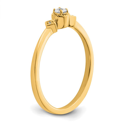 14K Yellow Gold Beaded Edge Petite 3 Stone 1/15 Carat Cushion Diamond Complete Promise/Engagement Ring