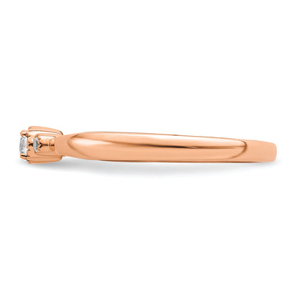 14K Rose Gold Beaded Edge Petite 3 Stone 1/15 Carat Round Diamond Complete Promise/Engagement Ring