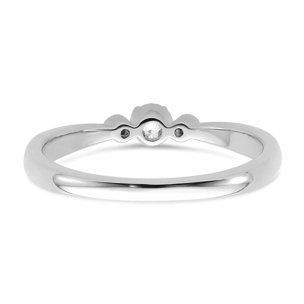 14K White Gold Beaded Edge Petite 3-Stone 1/15 carat Round Diamond Complete Promise/Engagement Ring