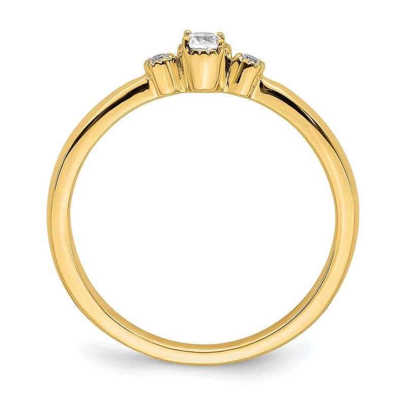 14K Yellow Gold Beaded Edge Petite 3-Stone 1/15 carat Round Diamond Complete Promise/Engagement Ring