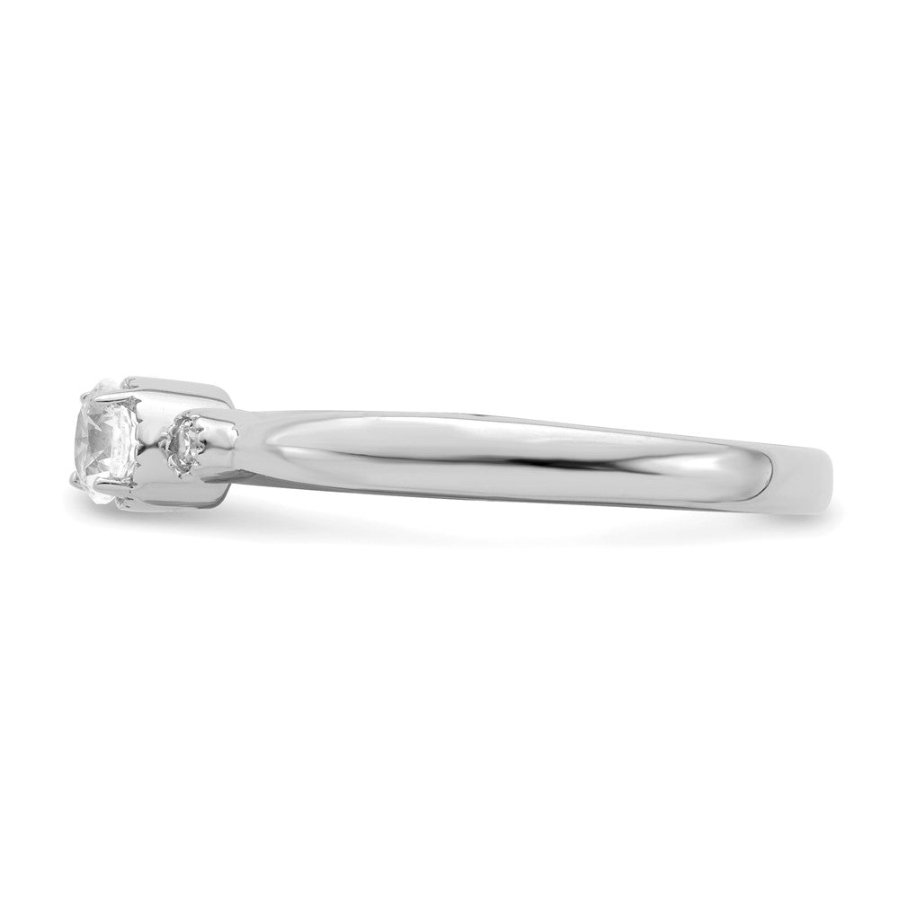 14K White Gold Beaded Edge Petite 3-Stone 1/4 carat Round Diamond Complete Promise/Engagement Ring
