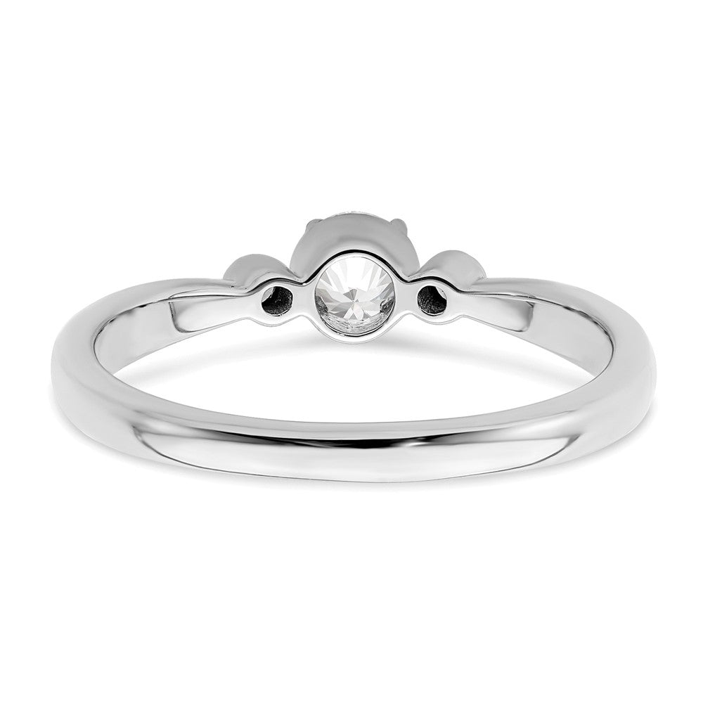 14K White Gold Beaded Edge Petite 3-Stone 1/4 carat Round Diamond Complete Promise/Engagement Ring