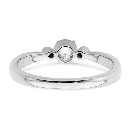 14K White Gold Beaded Edge Petite 3-Stone 1/4 carat Round Diamond Complete Promise/Engagement Ring