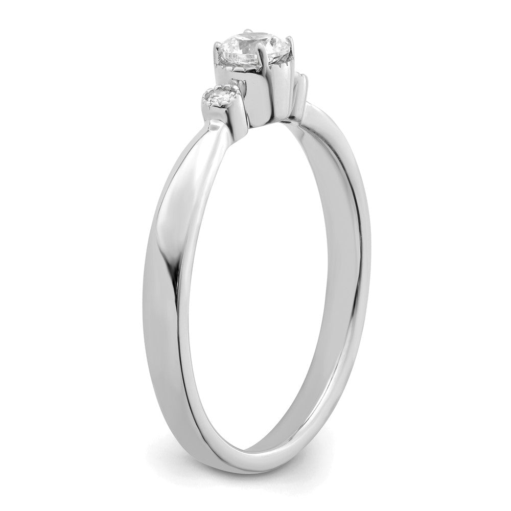 14K White Gold Beaded Edge Petite 3-Stone 1/4 carat Round Diamond Complete Promise/Engagement Ring